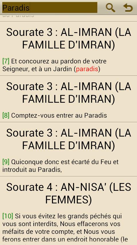 Traduction des sens du CORAN