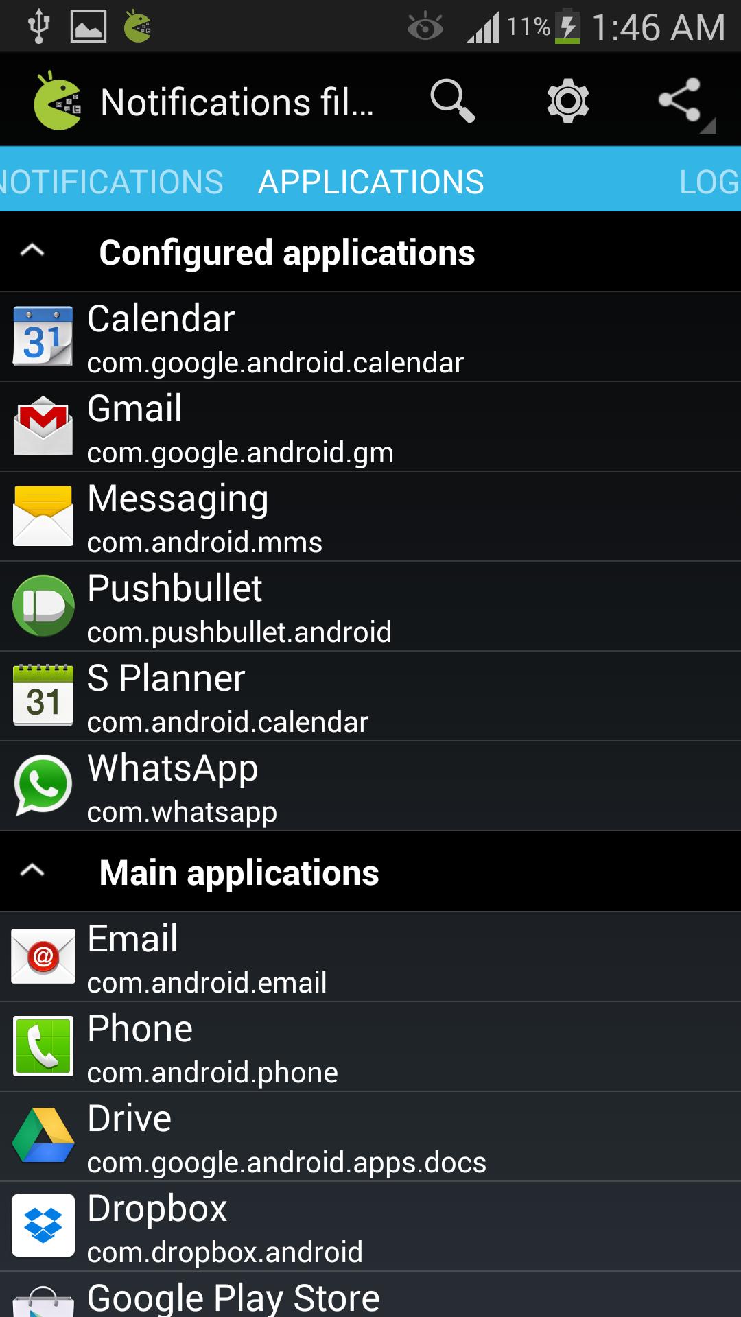 Notifications filter