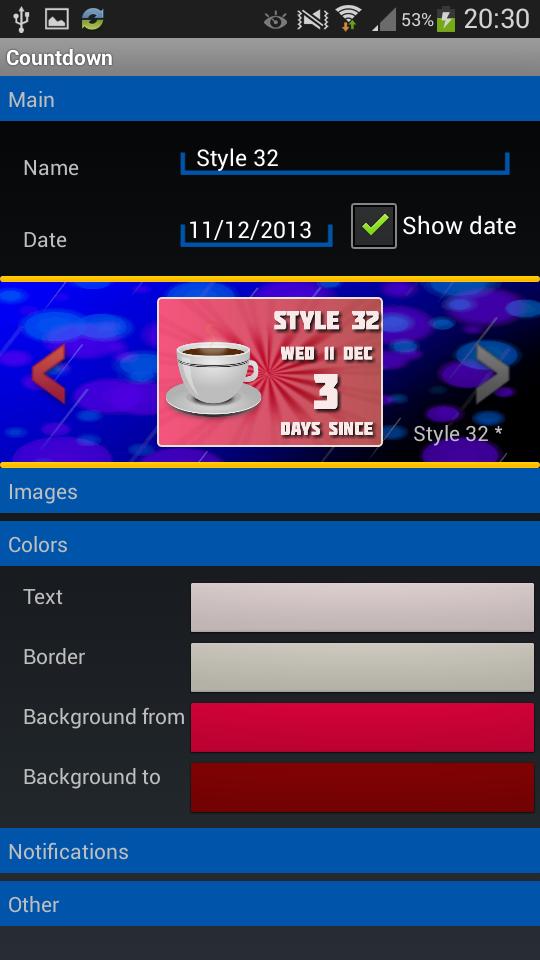 Countdown to event