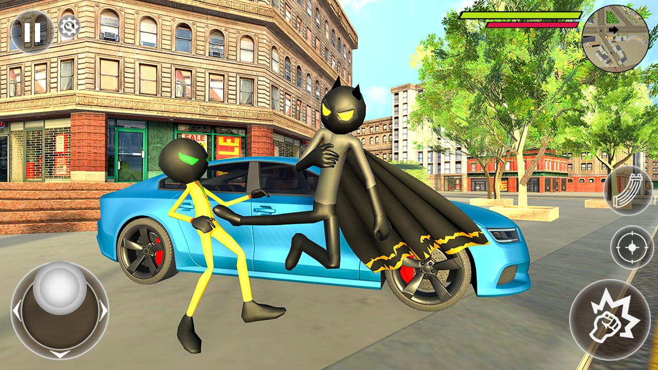 Bat Rope Hero Stickman Crime