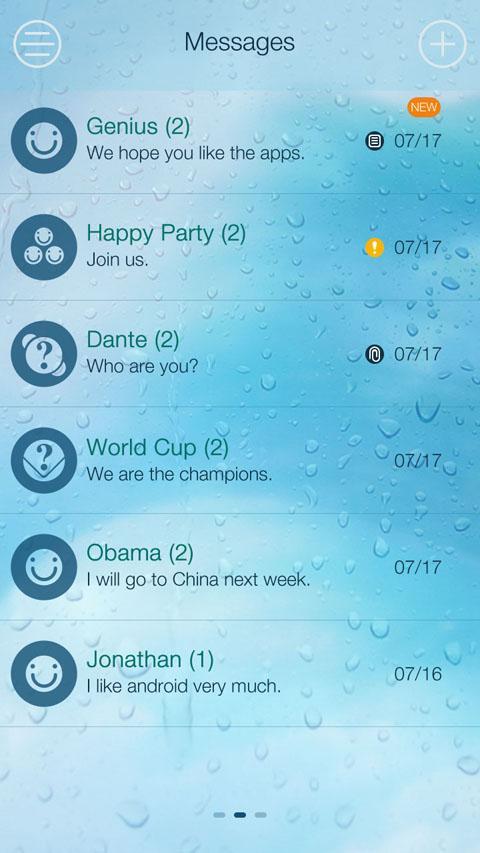 GO SMS PRO WATER THEME