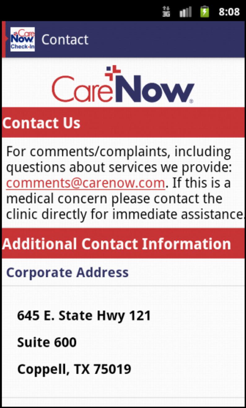 CareNow Check In