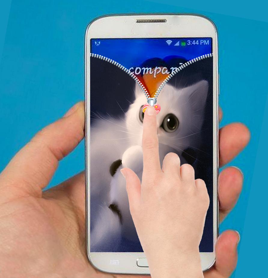 Kitty Zipper Screen Lock