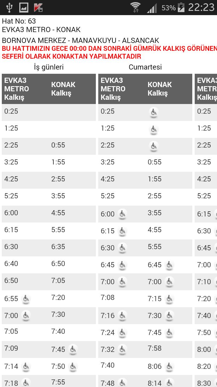Eshot Hareket Saatleri