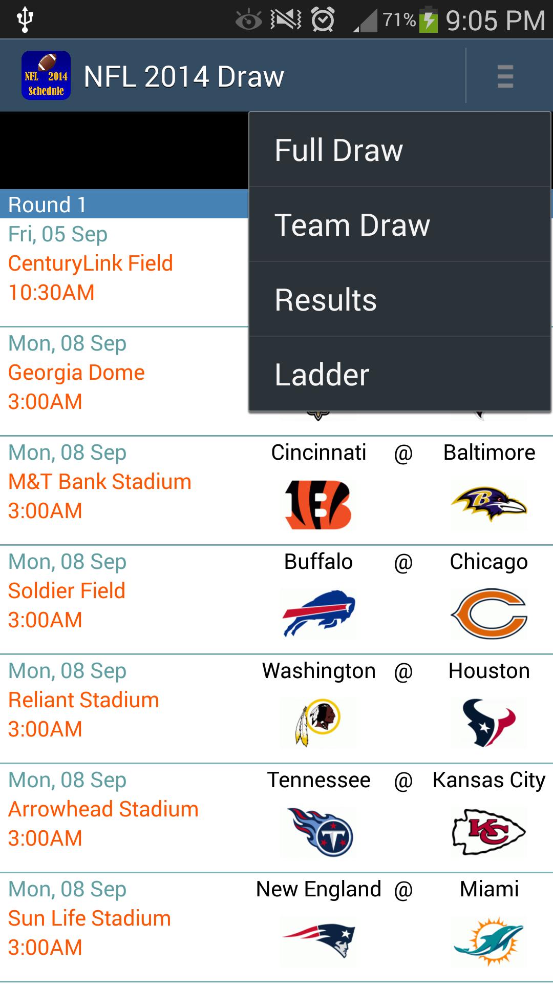 NFL 2014 Schedule