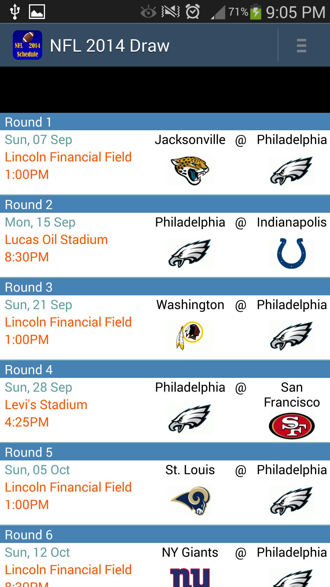 NFL 2014 Schedule