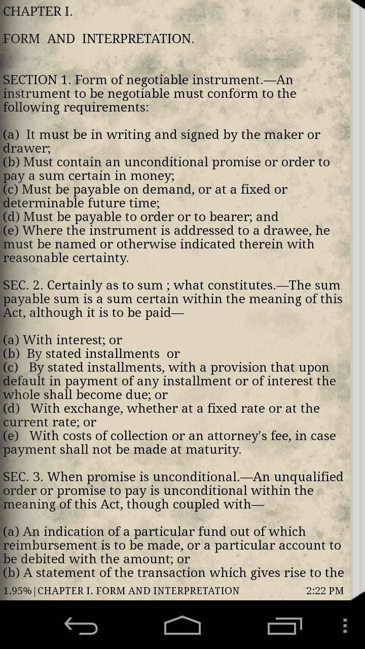 NEGOTIABLE INSTRUMENTS LAW