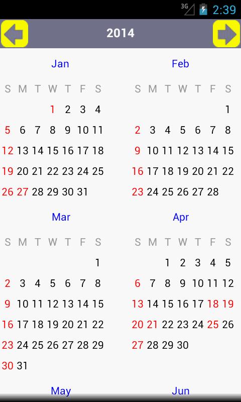 AU Holiday Calendar 2015