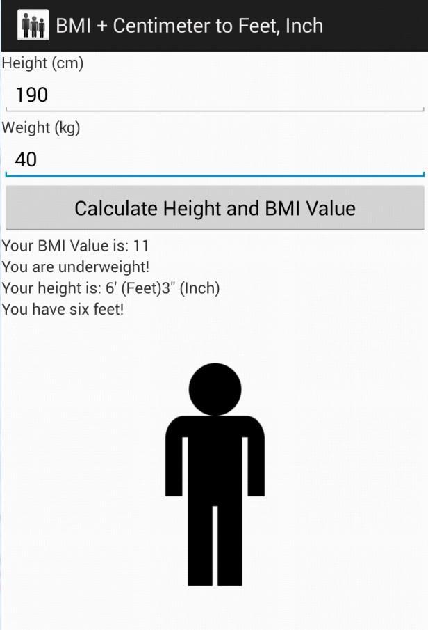 BMI + Centimeter to Feet, Inch