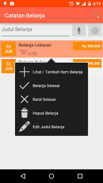 Catatan Belanja