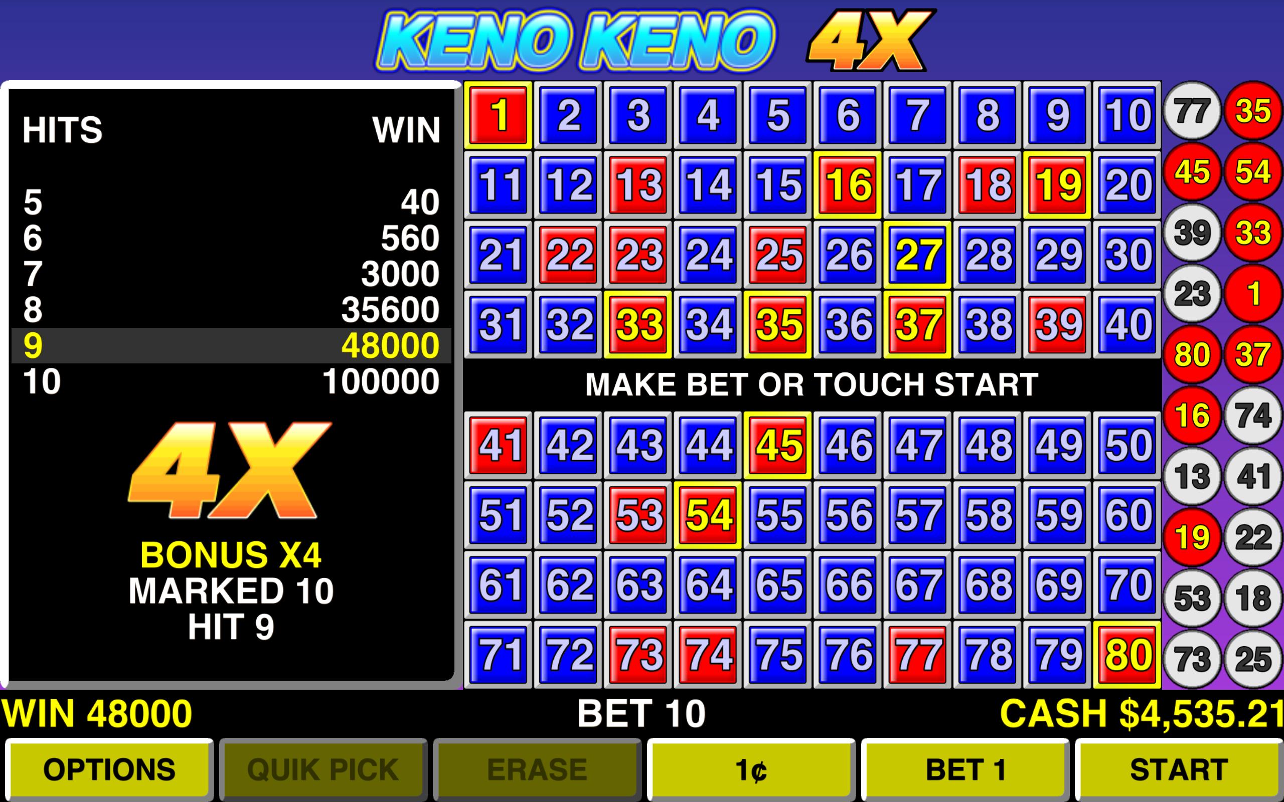 Keno Keno 4X Las Vegas Casino