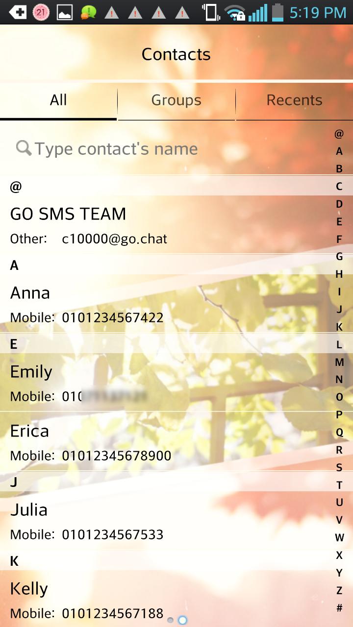 Goodbye Autumn go sms theme