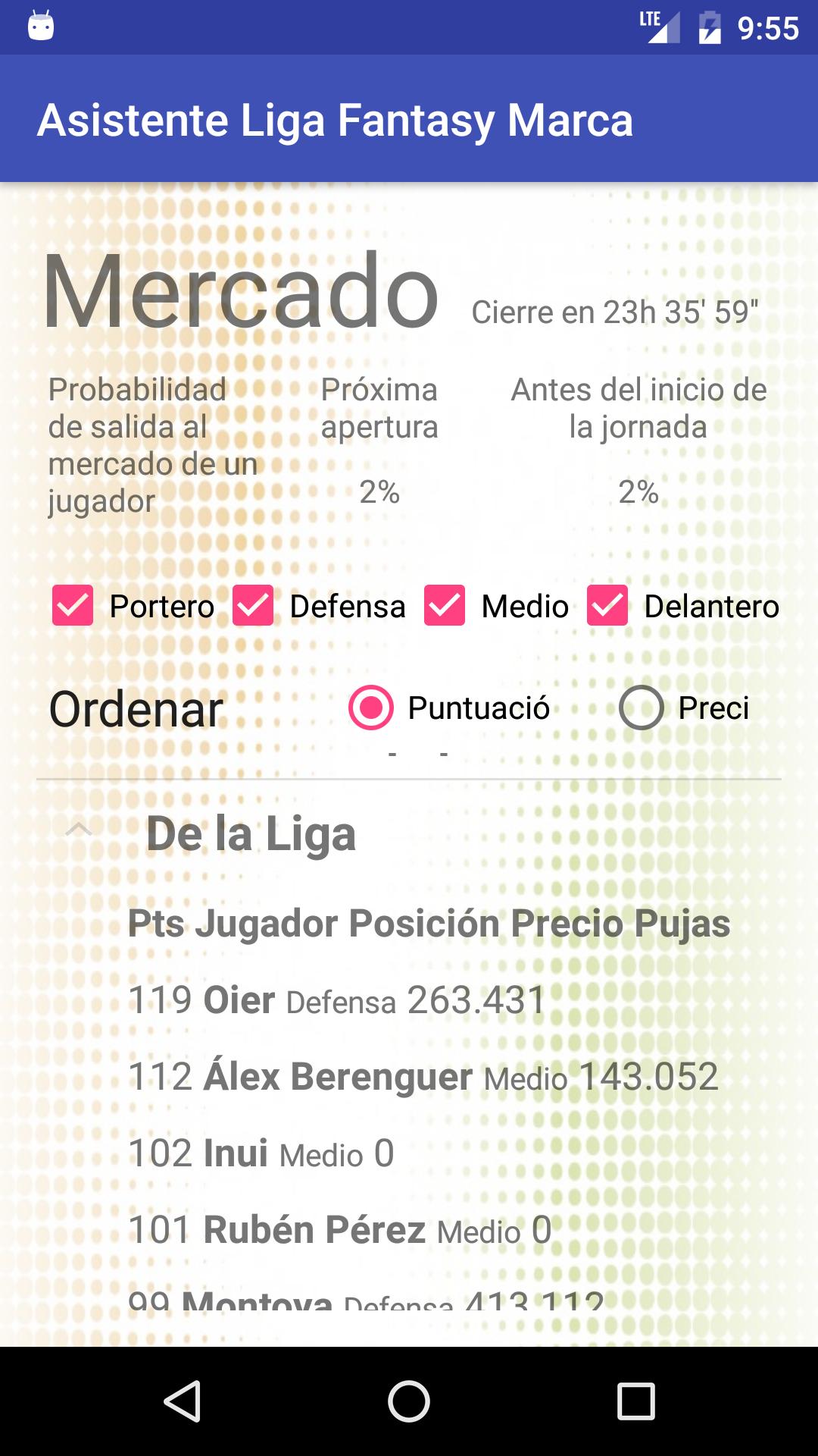 Asistente Liga Fantasy Marca