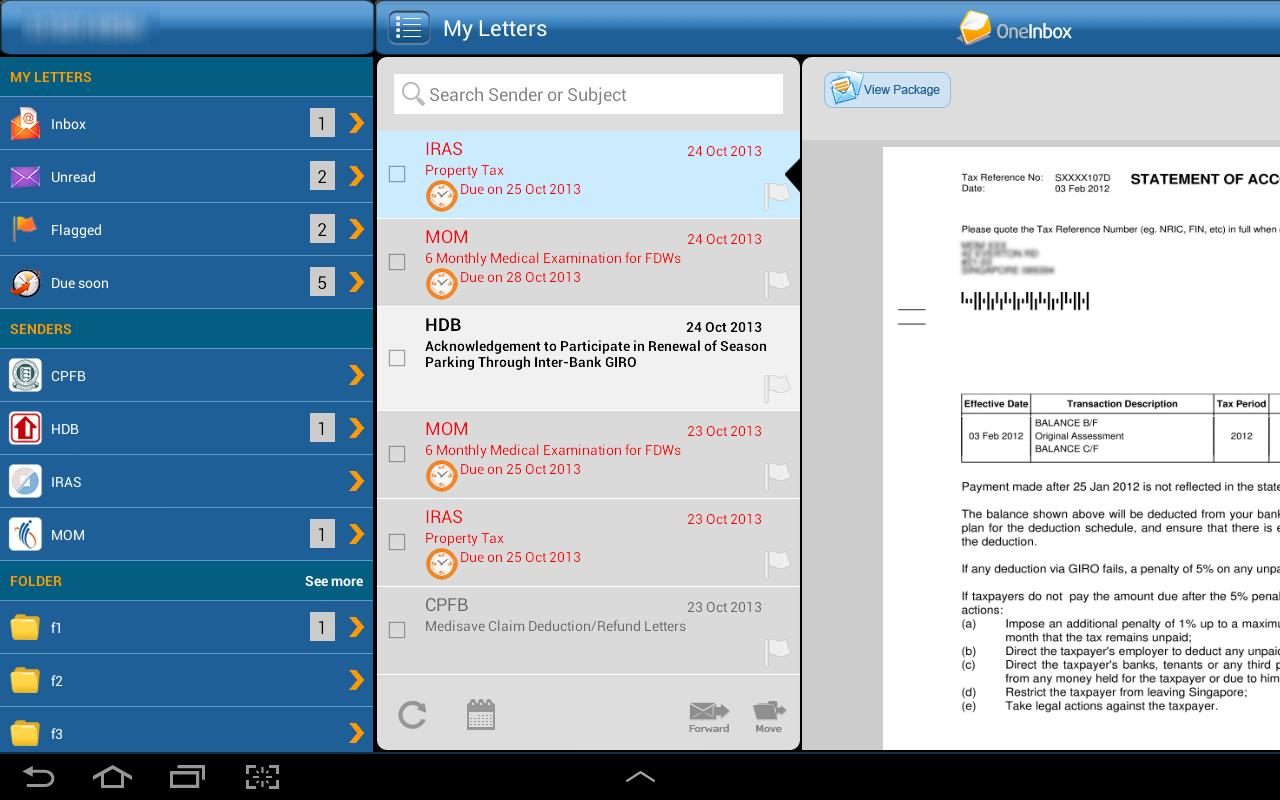 OneInbox for Tablets