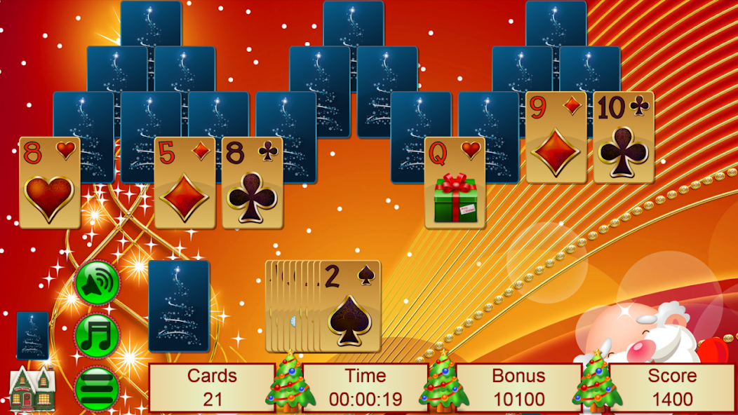 Xmas TriPeaks, card solitaire