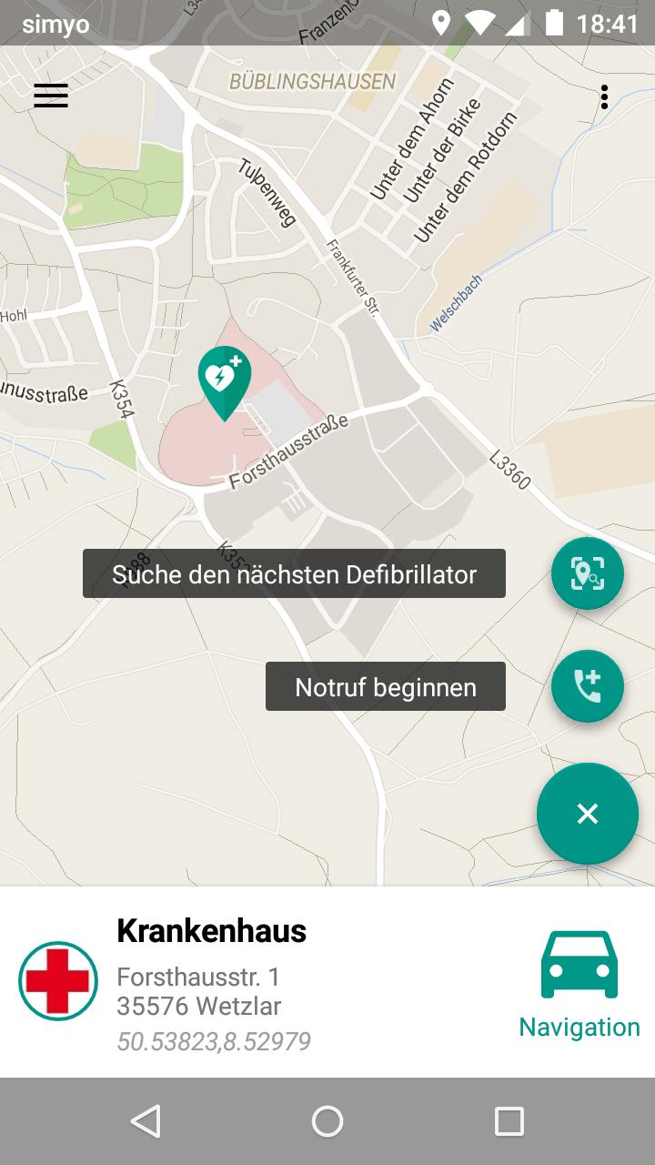 Rot Kreuz Defi und Notruf App