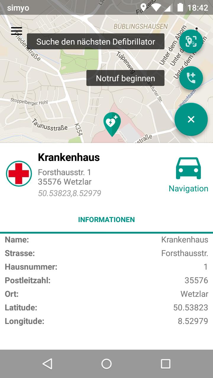 Rot Kreuz Defi und Notruf App
