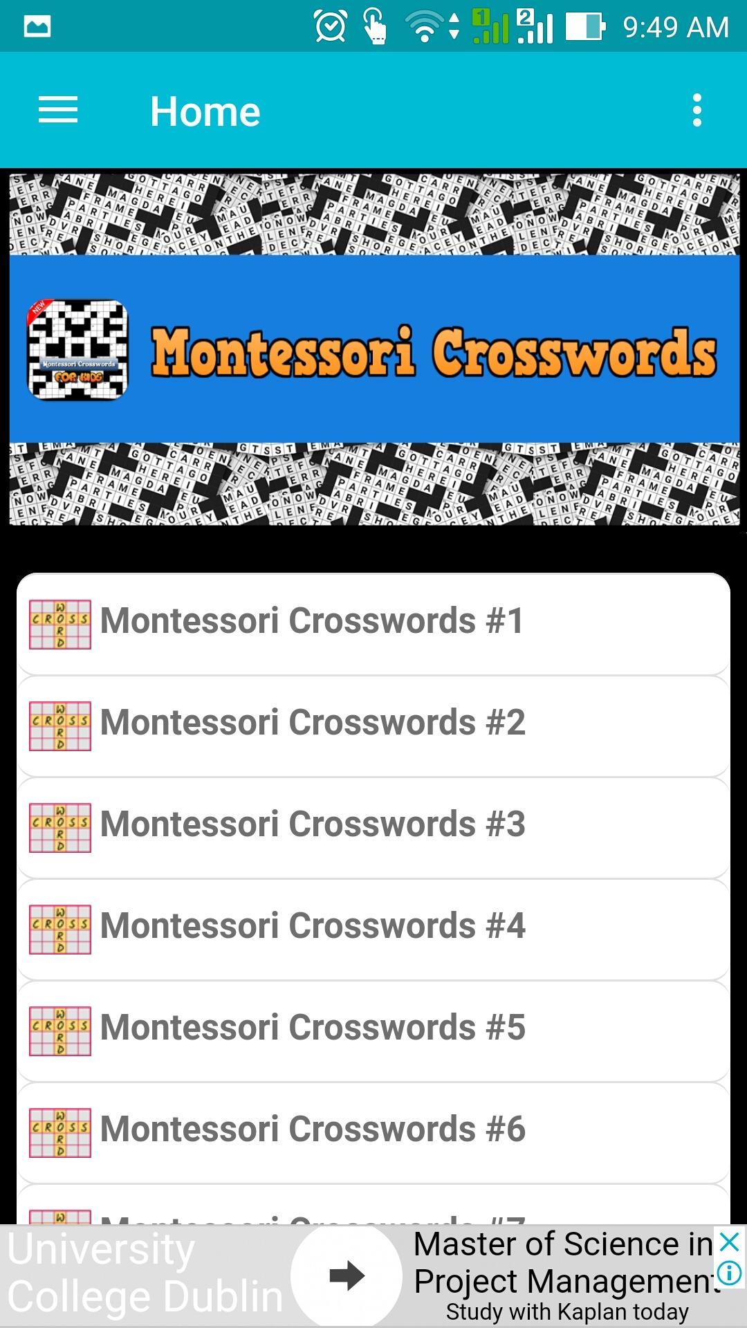 Montessori Crosswords