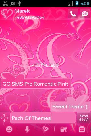 Romantic Pink Theme for GO SMS