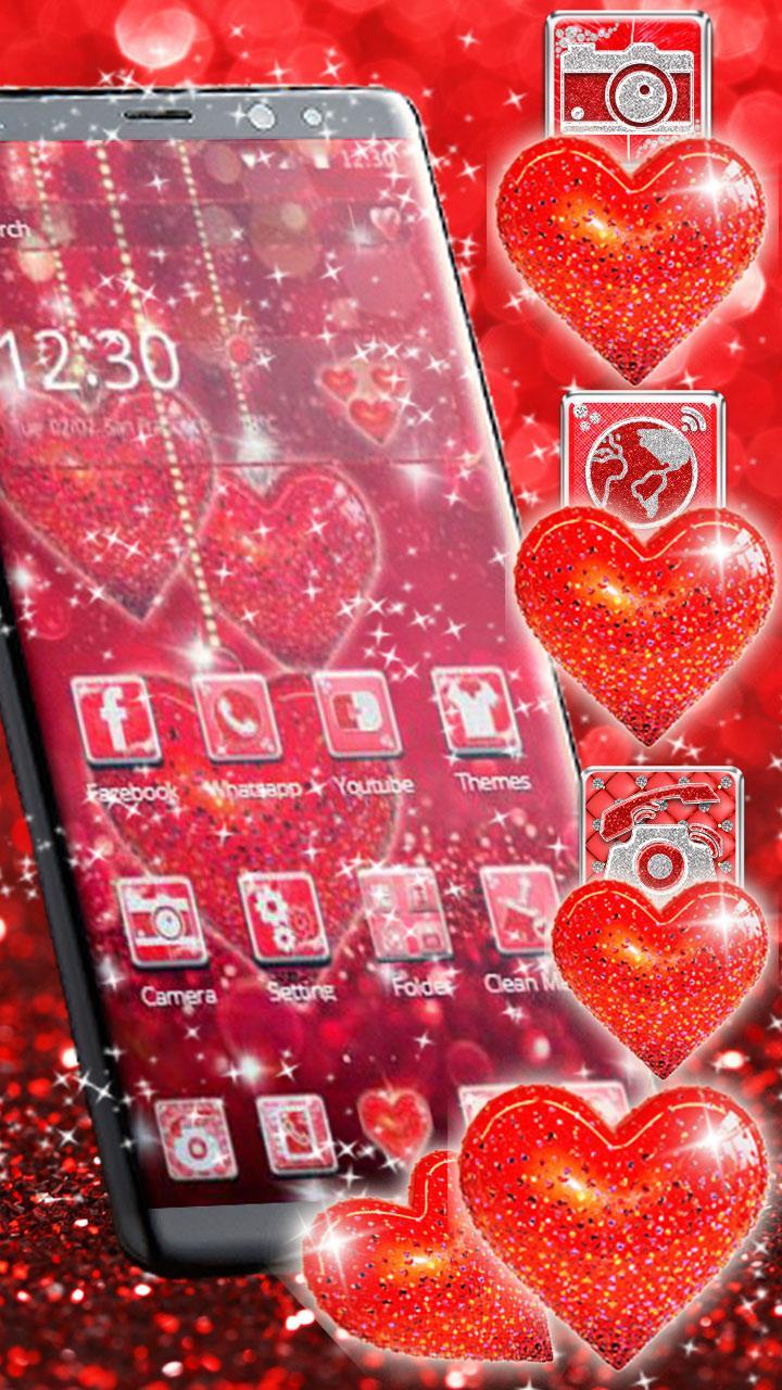 Red Glitter Heart Theme