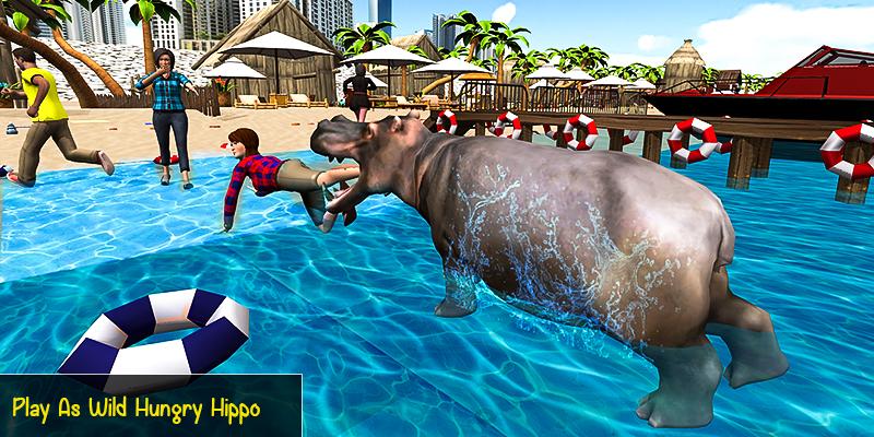 Sea Horse Beach Attack - Hippopotamus Simulator 19
