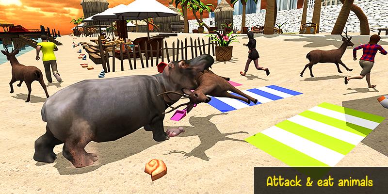 Sea Horse Beach Attack - Hippopotamus Simulator 19