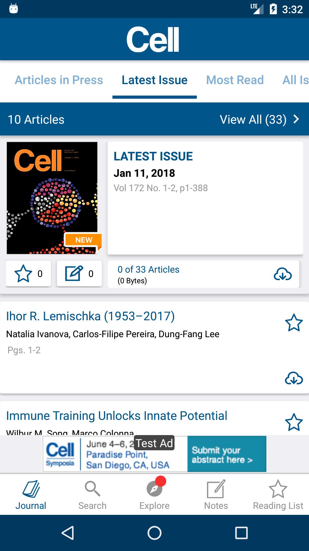 Cell Press Journal Reader