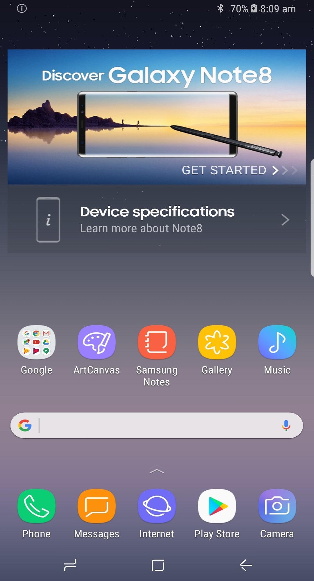 Experience app for Galaxy Note8