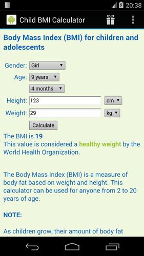 Child BMI Calculator
