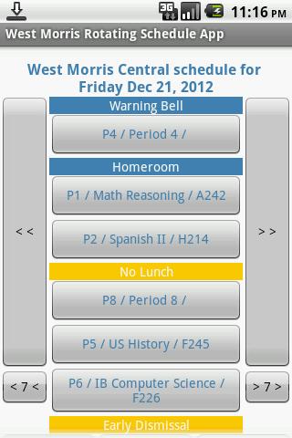 West Morris Rotating Schedule