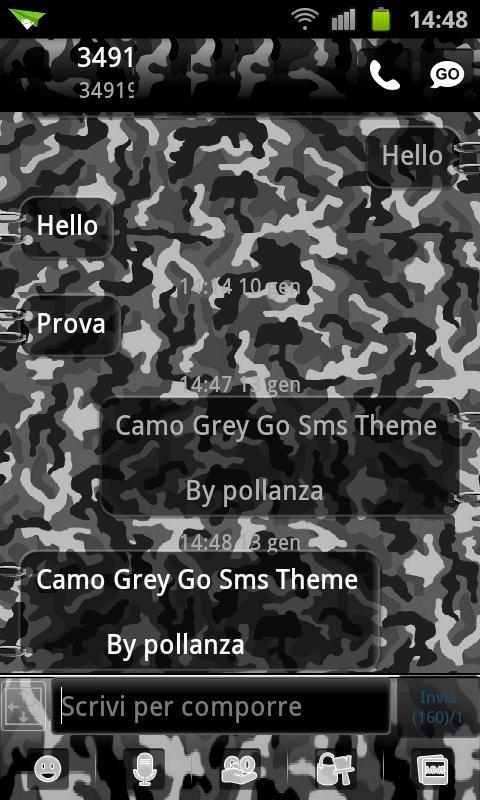GO SMS Grey Camo Theme