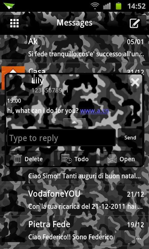 GO SMS Grey Camo Theme