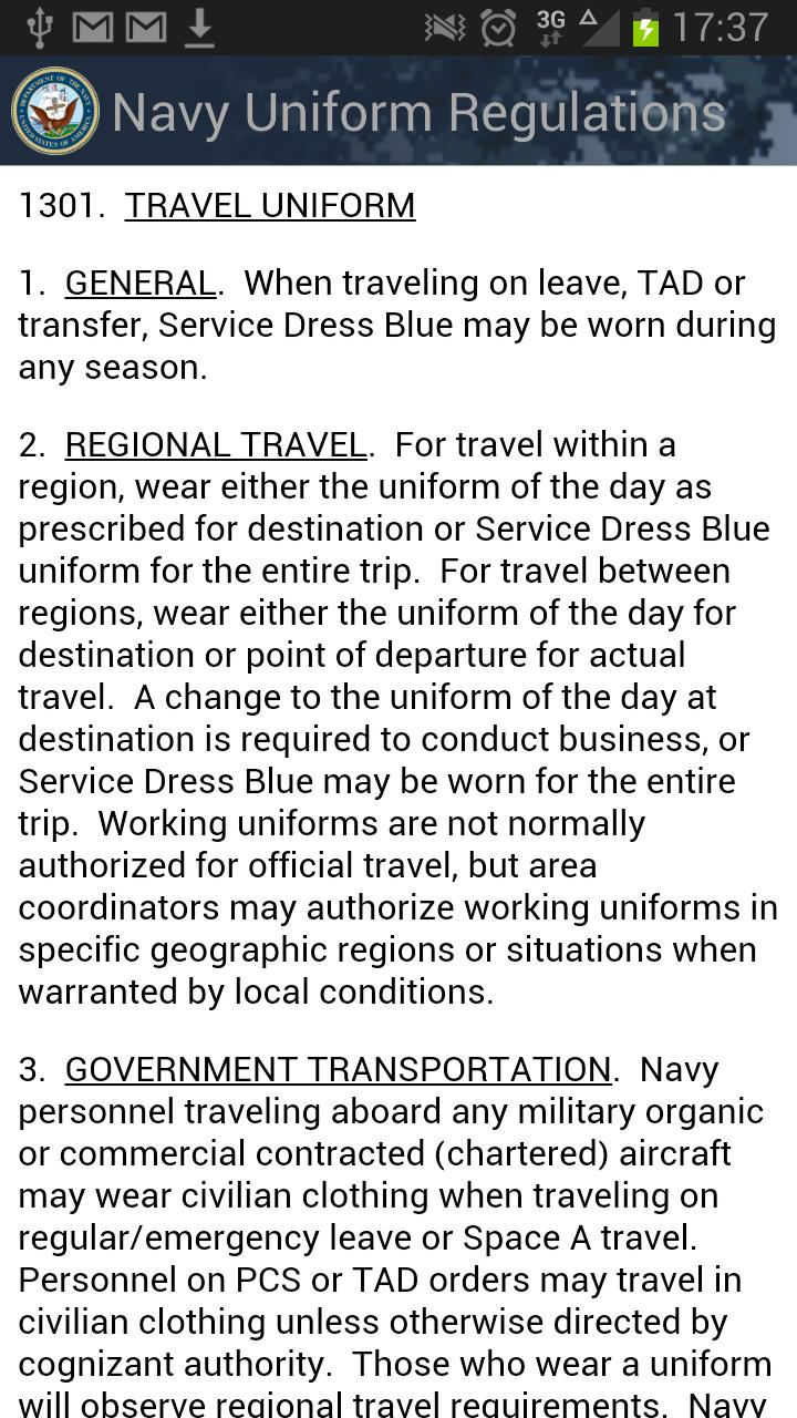 Navy Uniform Regulations