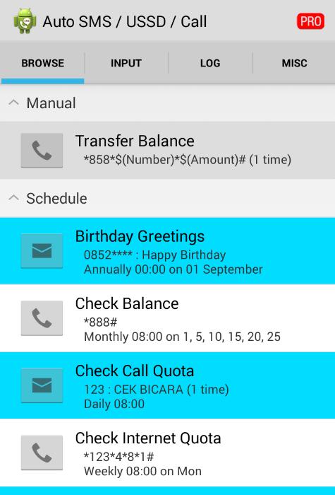 Auto SMS / USSD / Call