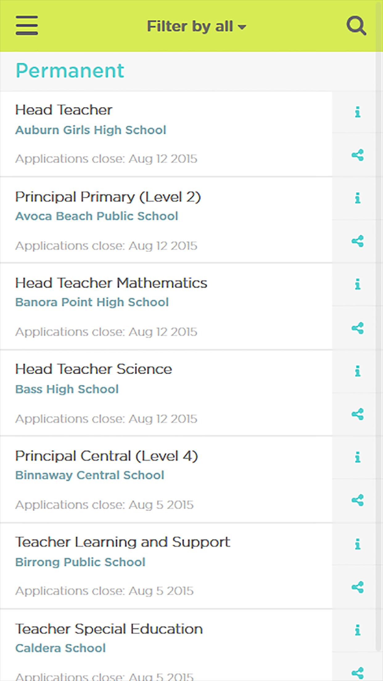 teach.NSW JobFeed Mobile