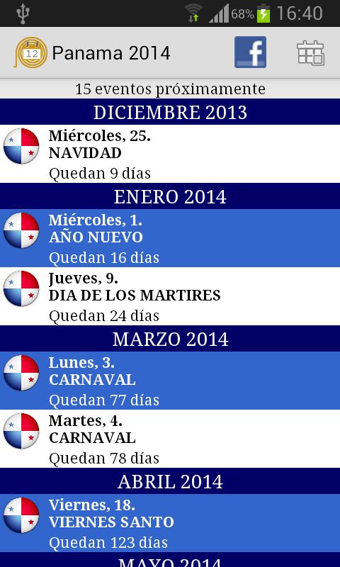 Calendario Feriados Panama