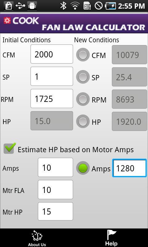 Loren Cook Fan Law Calculator