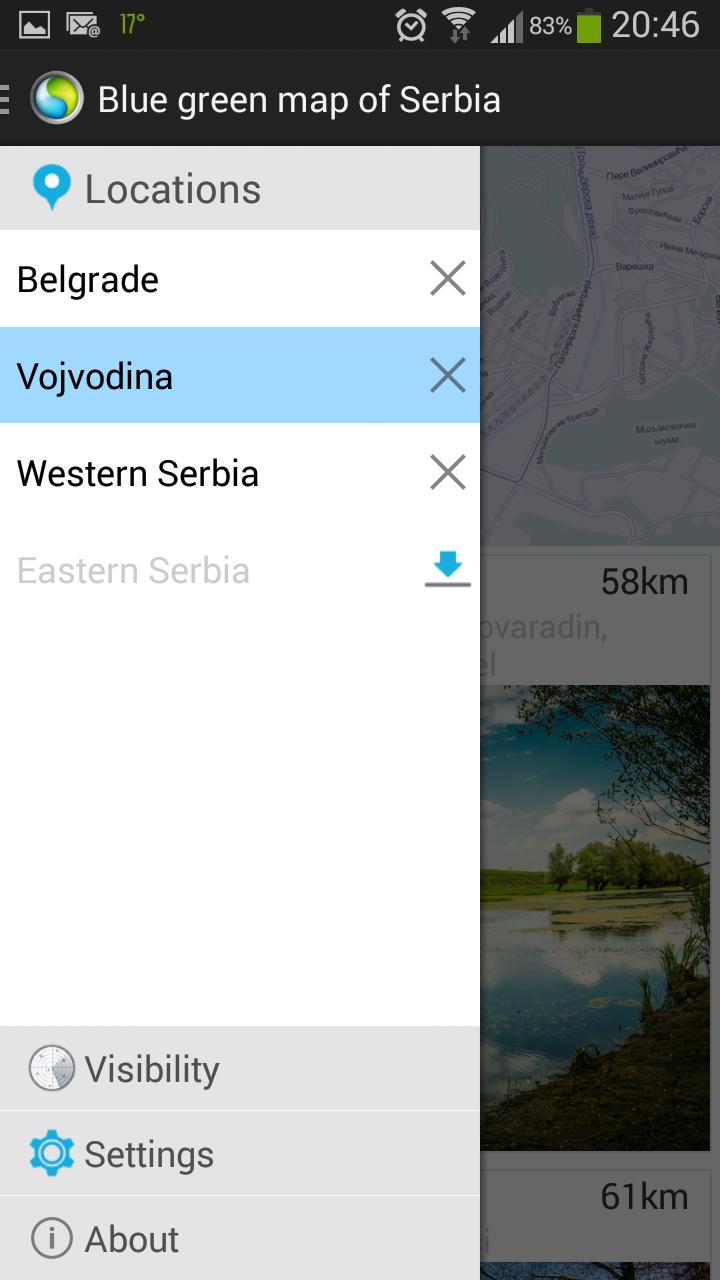 Blue green map of Serbia