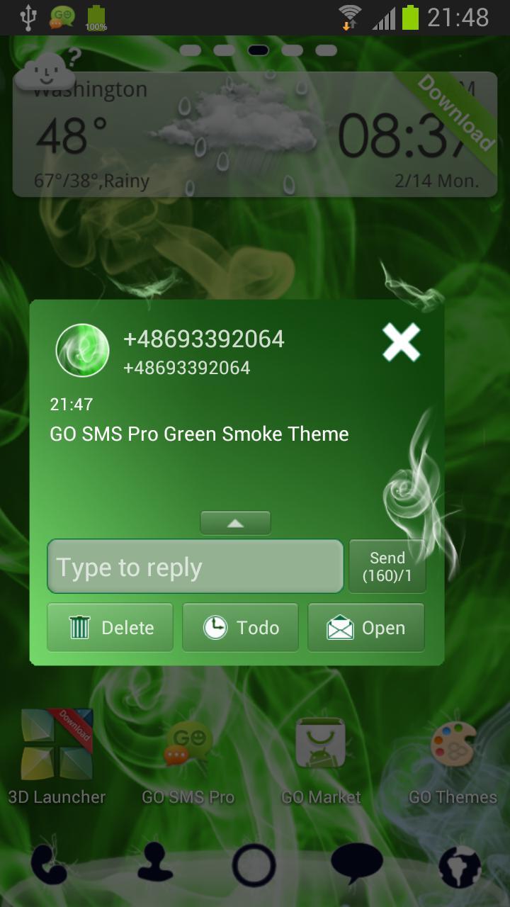 Green Smoke Theme for GO SMS