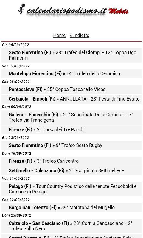 Calendario Podismo