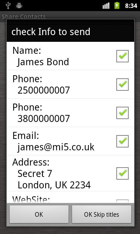 Share Contacts via SMS (Ads)