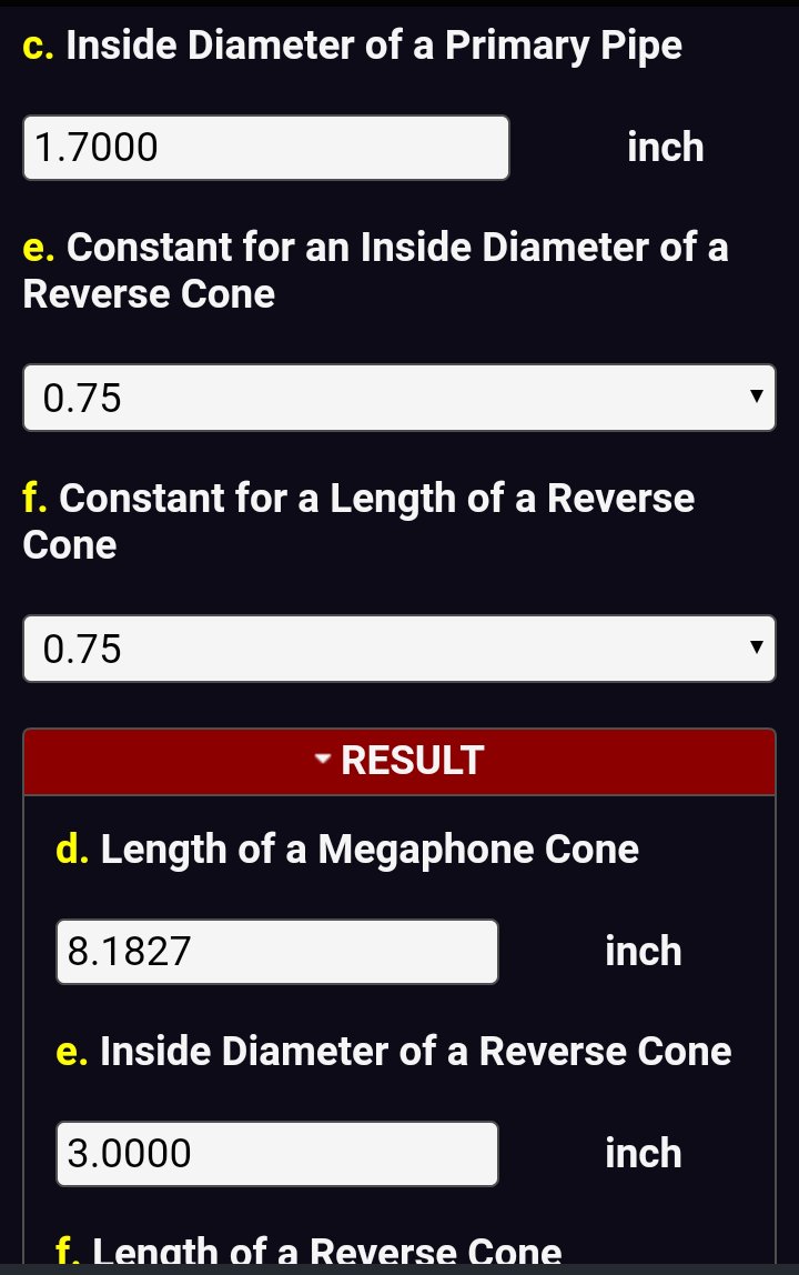 Four 4 Stroke Exhaust Pipe Calculator