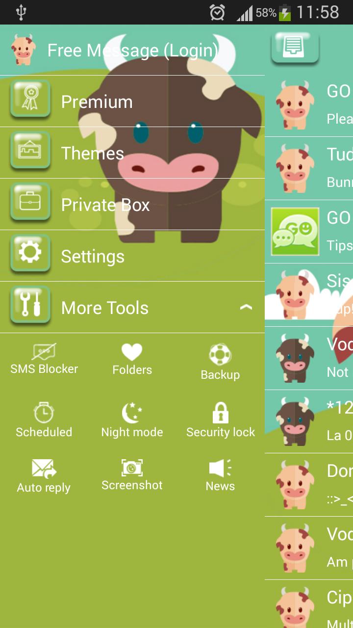 GO SMS Cute Cows Theme