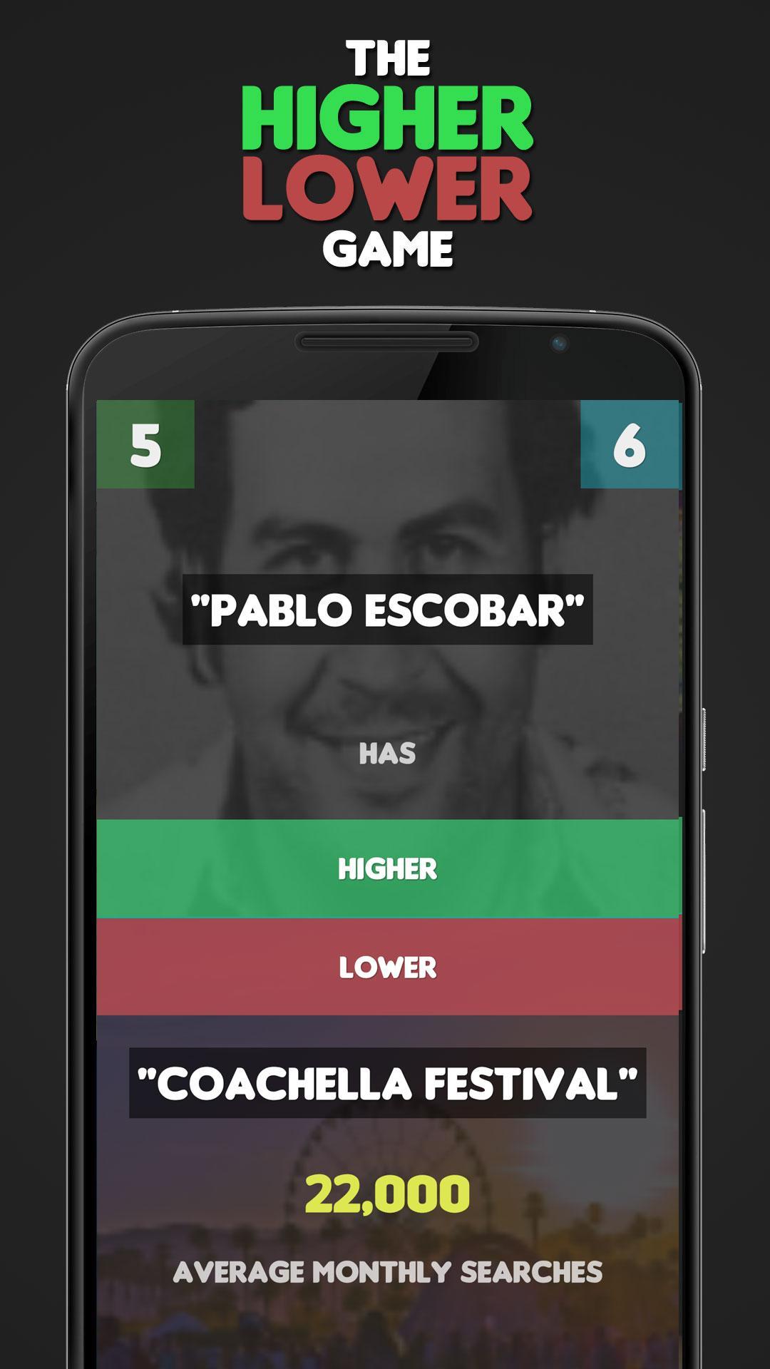 Higher Lower Game: Search