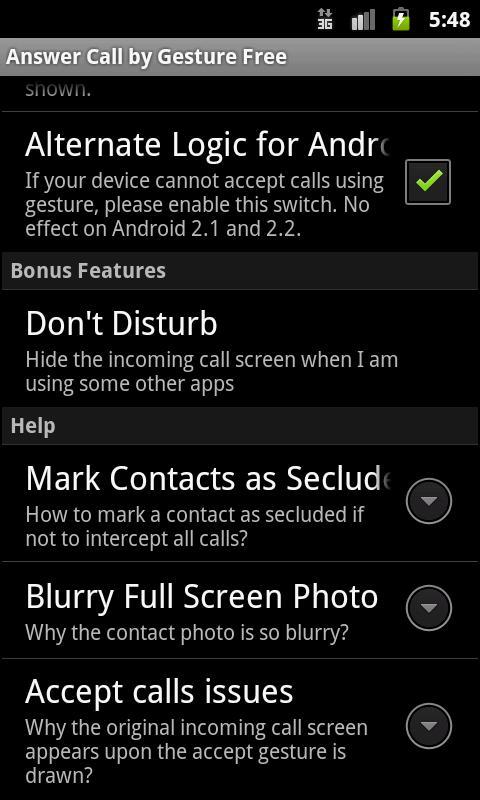 Answer Calls by Gestures (ACG)