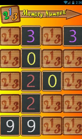 PAIRS MEMORY NUMBERS