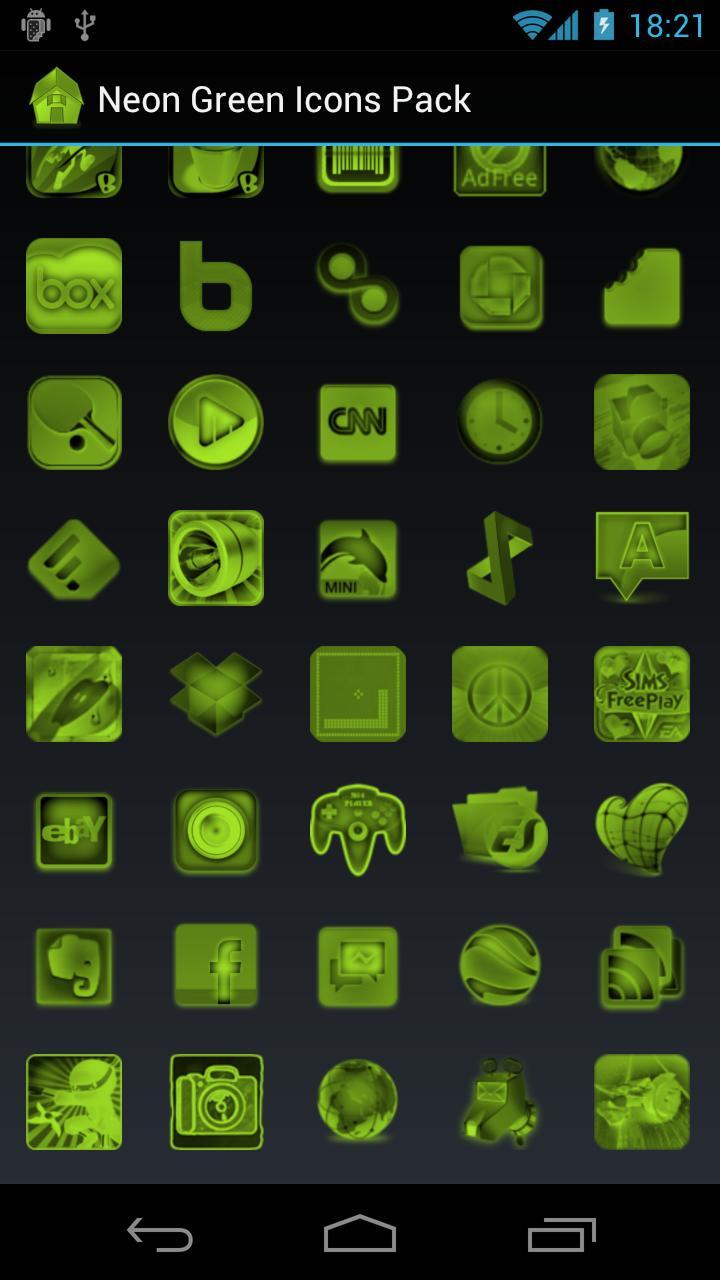 Neon Green Icons Pack