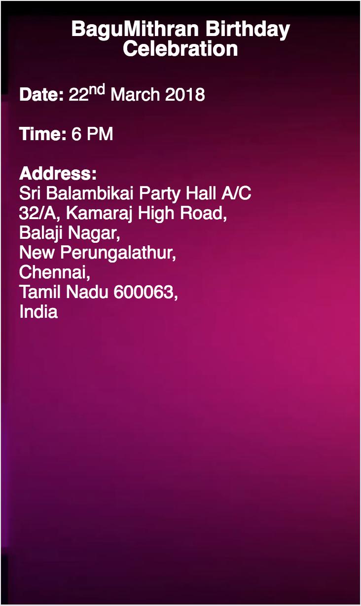BaguMithran's Birthday