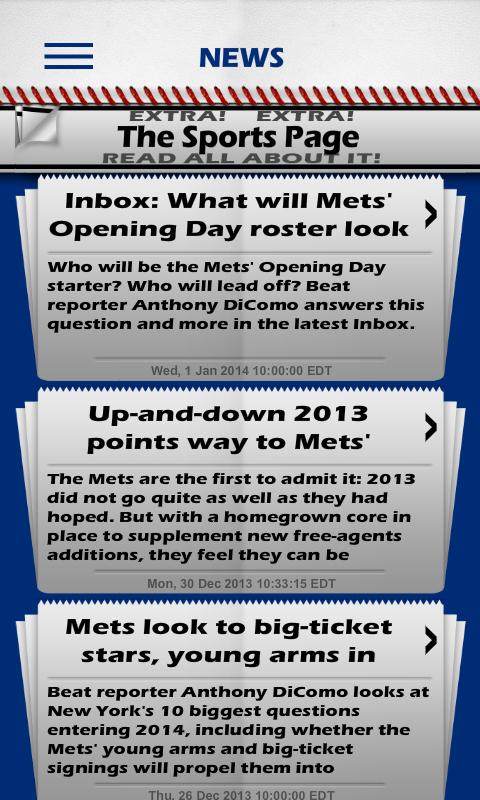 Baseball Pocket Sked - Mets
