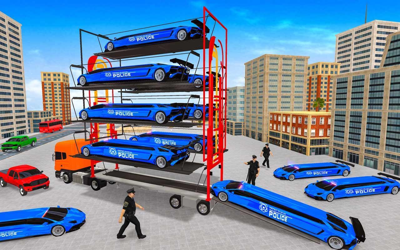 US Police Multi Level Transporter Truck Games
